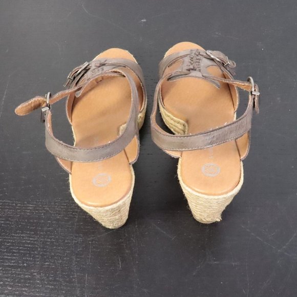 Audrey Brooke Women's 8 Briona Leather Espedrilles Wedge Open Toe Heels - Picture 7 of 11